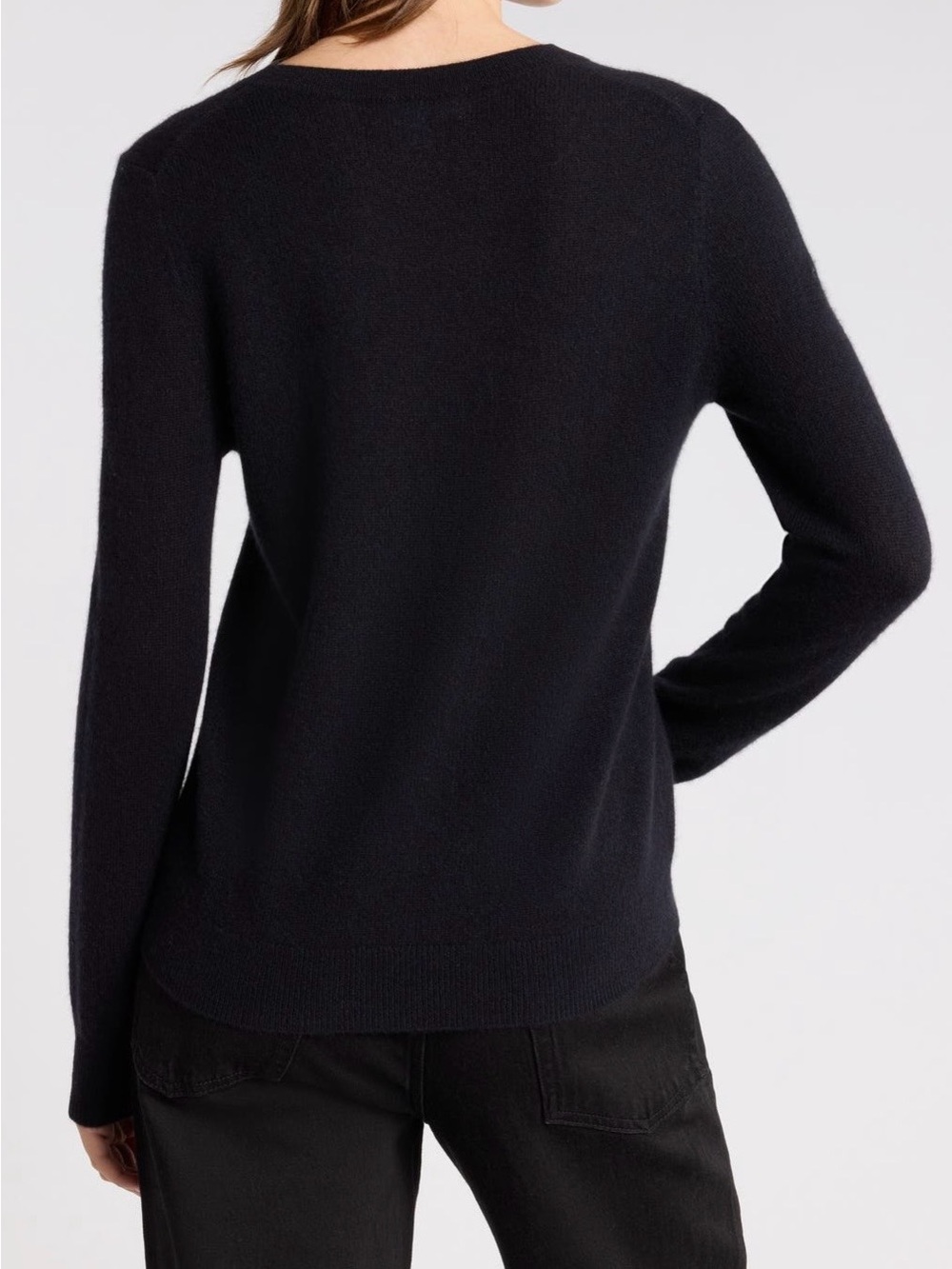 NWOT Nordstrom Black Crewneck 100% Cashmere Sweater Size XL - Picture 2 of 7